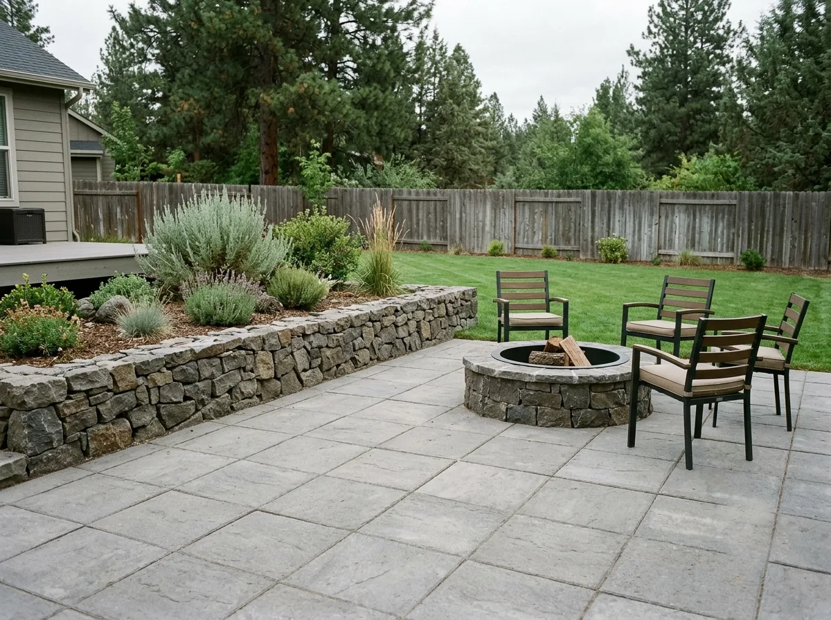 A paved patio and path